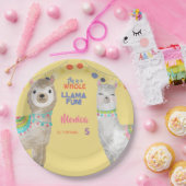 Lama leuke, kleurrijke kinderen verjaardag in geel papieren bordje (Feest)