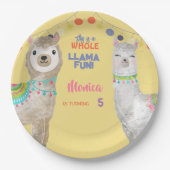 Lama leuke, kleurrijke kinderen verjaardag in geel papieren bordje (Voorkant)