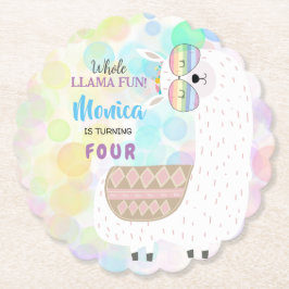 Lama leuke, kleurrijke kinderen verjaardag kartonnen onderzetters