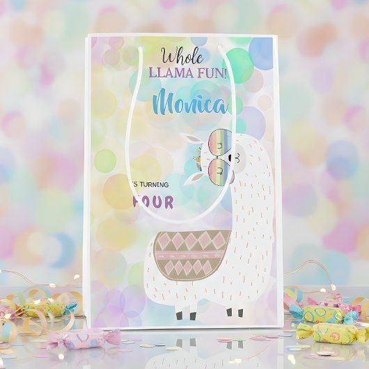 Lama leuke, kleurrijke kinderen verjaardag medium cadeauzakje