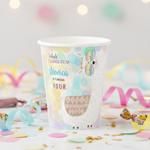 Lama leuke, kleurrijke kinderen verjaardag papieren bekers
