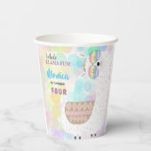 Lama leuke, kleurrijke kinderen verjaardag papieren bekers (Achterkant)