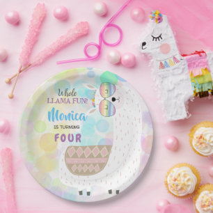 Lama leuke, kleurrijke kinderen verjaardag papieren bordje