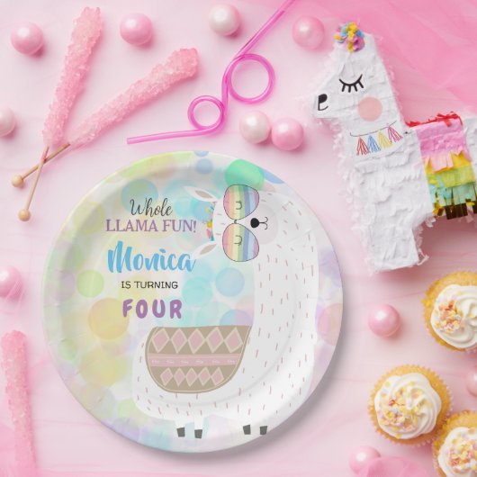 Lama leuke, kleurrijke kinderen verjaardag papieren bordje (Feest)