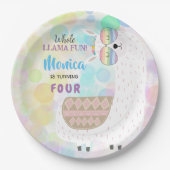 Lama leuke, kleurrijke kinderen verjaardag papieren bordje (Voorkant)