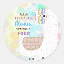 Lama leuke, kleurrijke kinderen verjaardag ronde sticker