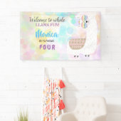 Lama leuke, kleurrijke kinderen verjaardag spandoek (Insitu)