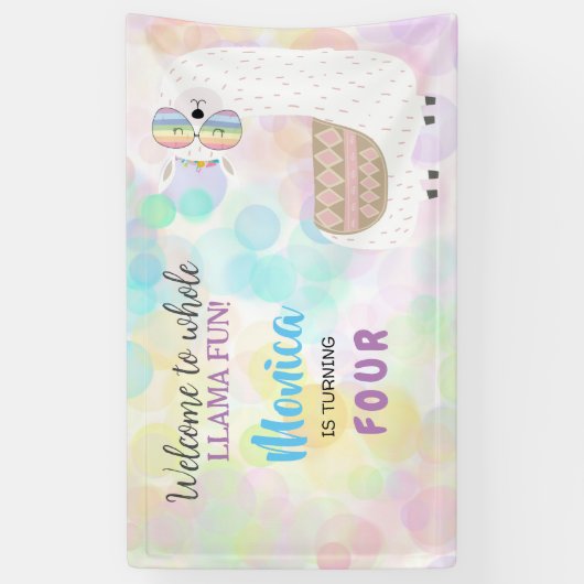 Lama leuke, kleurrijke kinderen verjaardag spandoek (Verticaal)