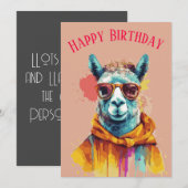 Lama Liefde & Lachen Gelukkige Verjaardag Feestdagenkaart (Voorkant / Achterkant)