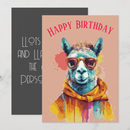 Lama Liefde & Lachen Gelukkige Verjaardag Feestdagenkaart (Voorkant / Achterkant)