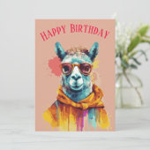 Lama Liefde & Lachen Gelukkige Verjaardag Feestdagenkaart (Staand voorkant)