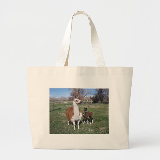 Lama Mama en Llama Baby Grote Tote Bag (Voorkant)