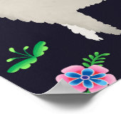 Lama met bloemen Art Print (Hoek)
