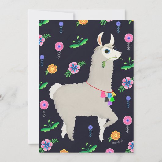 Lama met bloemen DIY Blank Kaart (Voorkant)