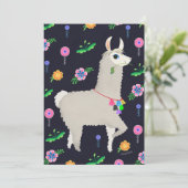 Lama met bloemen DIY Blank Kaart (Staand voorkant)