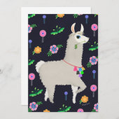 Lama met bloemen DIY Blank Kaart (Voorkant / Achterkant)