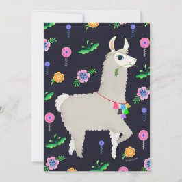 Lama met bloemen DIY Blank Kaart