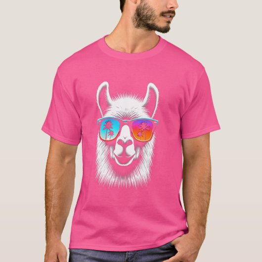 Lama met bril Retro zonnebril T-shirt (Voorkant)