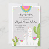 Lama met Cactus Baby shower Invitation Kaart (Voorkant)