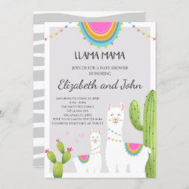 Lama met Cactus Baby shower Invitation Kaart