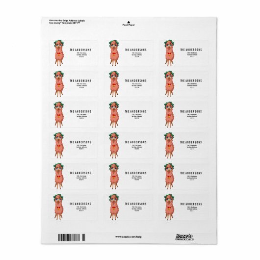 lama met kerstmis etiket (Full Sheet)