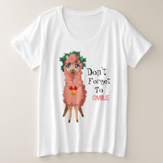 lama met kerstmis grote maat t-shirt (Design voorkant)