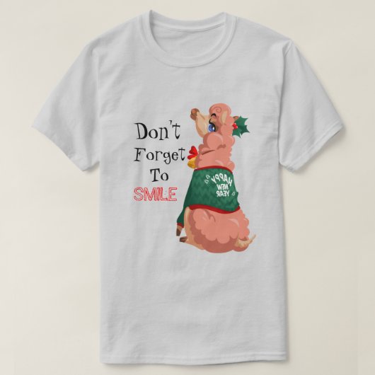 lama met kerstmis t-shirt (Design voorkant)