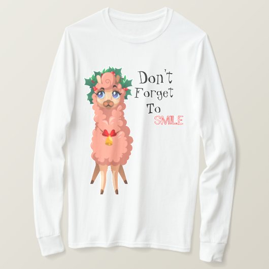 lama met kerstmis t-shirt (Design voorkant)