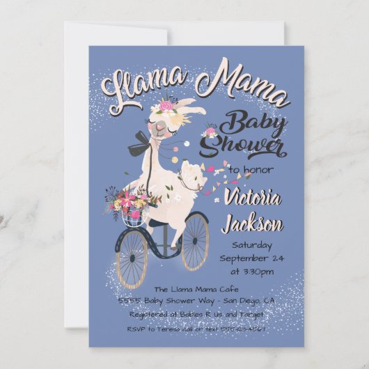 Lama Momma babyshower uitnodigingen (Voorkant)