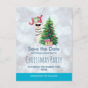 Lama op Silver Bokeh & Icy Blue Bewaar de datum Briefkaart