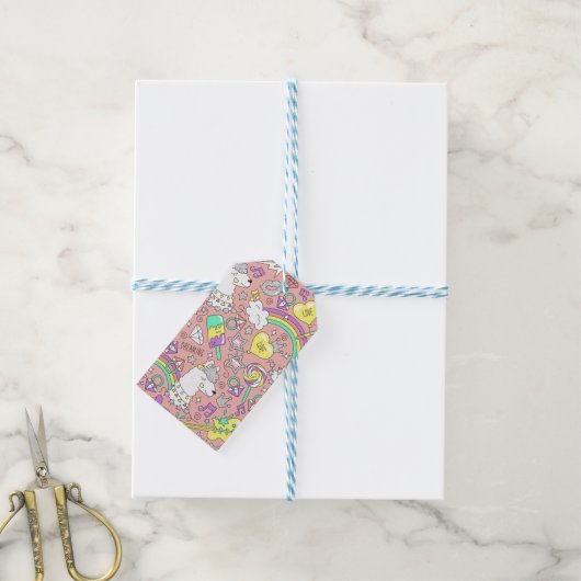 lama patroon 3 cadeaulabel (Met Touw)