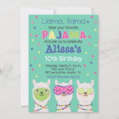 Lama pyjamafeest, logeerpartij kaart (Voorkant)