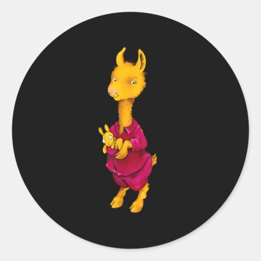 Lama Red pyjama voor kinderen Ronde Sticker (Voorkant)