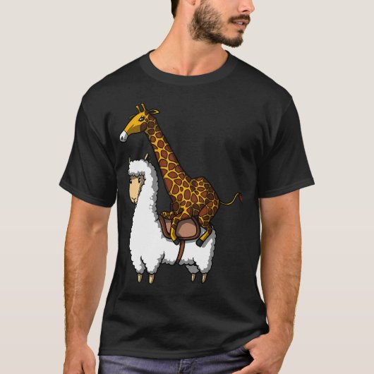 Lama rijdende giraffe t-shirt (Voorkant)