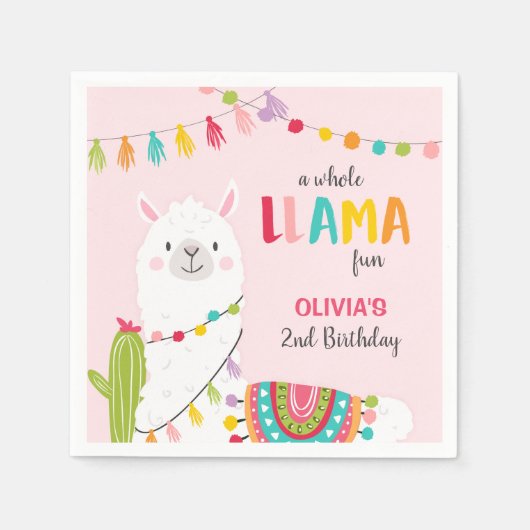 Lama verjaardagspapier servetten Alpaca Fiesta Cac (Voorkant)