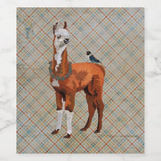 LAMA & VOGEL PLAID WIJN ETIKET (Enkel label)