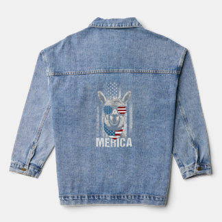 Lama Zonnebril Grappig Dier Amerikaanse vlag Onder Denim Jacket