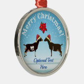 LaMancha Dairy Goat Kerstmis in de sneeuw Metalen Ornament (Rechts)