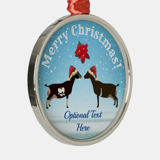 LaMancha Dairy Goat Kerstmis in de sneeuw Metalen Ornament (Rechts)