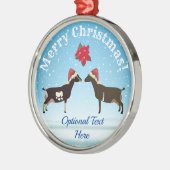 LaMancha Dairy Goat Kerstmis in de sneeuw Metalen Ornament (Links)