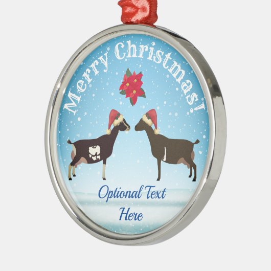 LaMancha Dairy Goat Kerstmis in de sneeuw Metalen Ornament (Links)