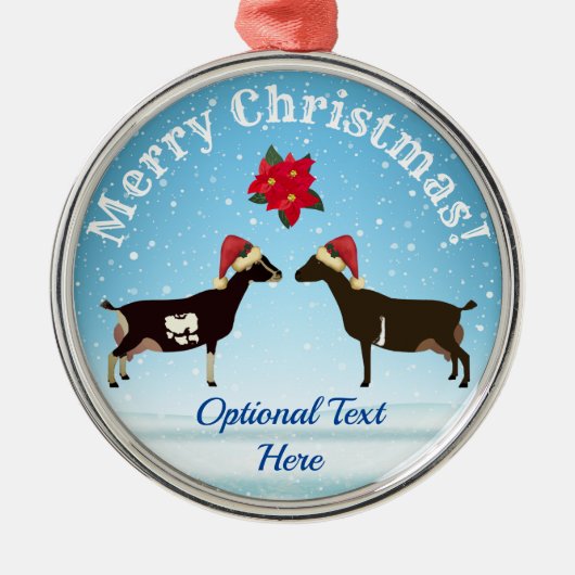 LaMancha Dairy Goat Kerstmis in de sneeuw Metalen Ornament (Voorkant)