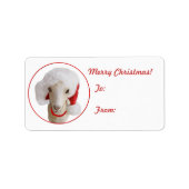 LaMancha Goat met kerstcadeau Label Sticker (Voorkant)
