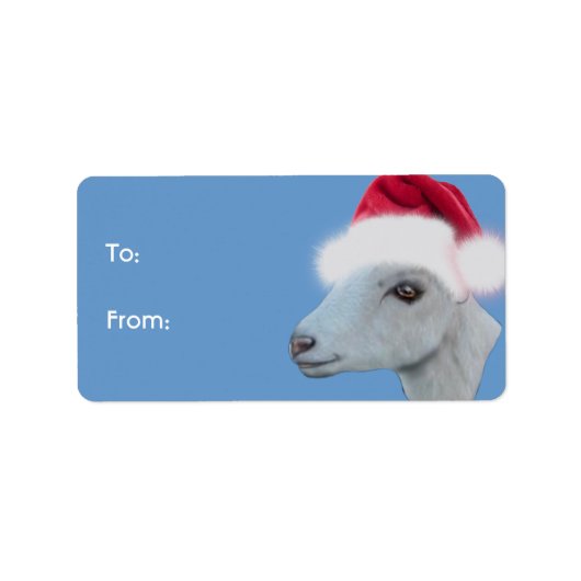 LaMancha Goat Santa Goat met kerstcadeauLabel Etiket (Voorkant)