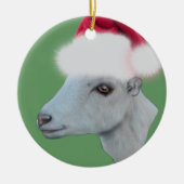 LaMancha Goat Santa Hat-kerstversiering Keramisch Ornament (Voorkant)