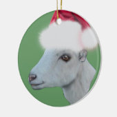 LaMancha Goat Santa Hat-kerstversiering Keramisch Ornament (Links)