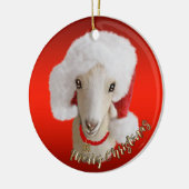 LaMancha Goat Santa Hat-kerstversiering Keramisch Ornament (Links)