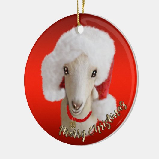 LaMancha Goat Santa Hat-kerstversiering Keramisch Ornament (Links)
