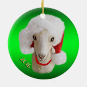 LaMancha Goat Santa Hat-kerstversiering Keramisch Ornament (Achterkant)
