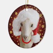 LaMancha Goat Santa Hat-kerstversiering Keramisch Ornament (Links)
